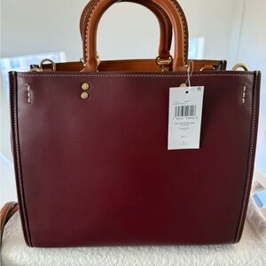 Elegant Burgundy Leather Tote Bag